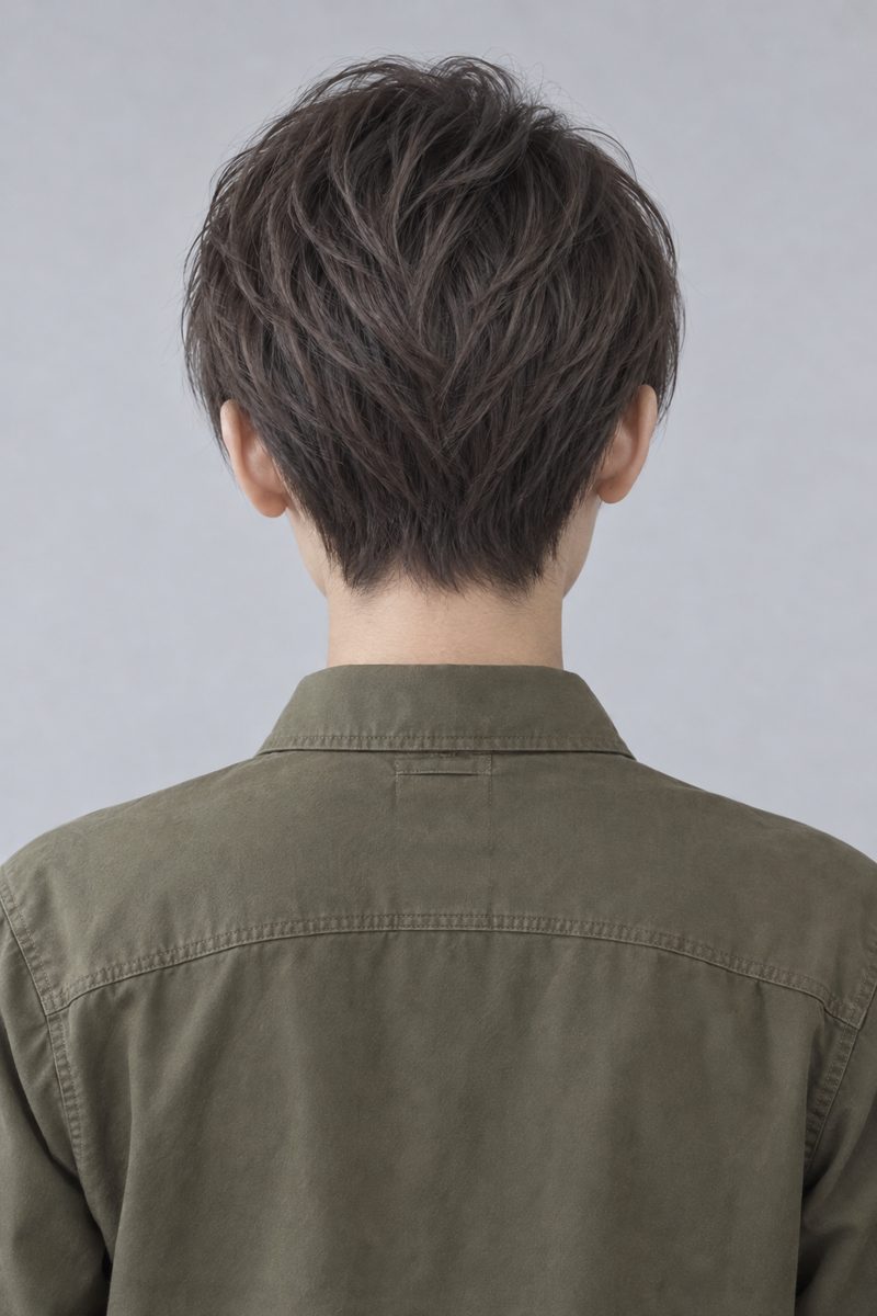 ハンサムショート × ダークアッシュの後ろ(AI生成)